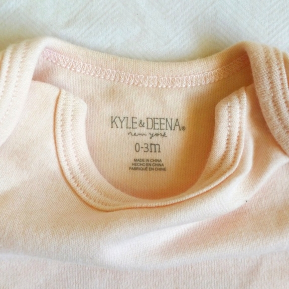 kyle & deena light peach short sleeve bodysuit diaper shirt 0-3 months baby - Picture 4 of 6